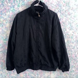 VTG Black Forest Leaves Windbreaker Bomber Jacket